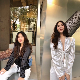 เสื้อแขนยาว ดีเทลผูกด้านหน้า รุ่น SATIN TOP