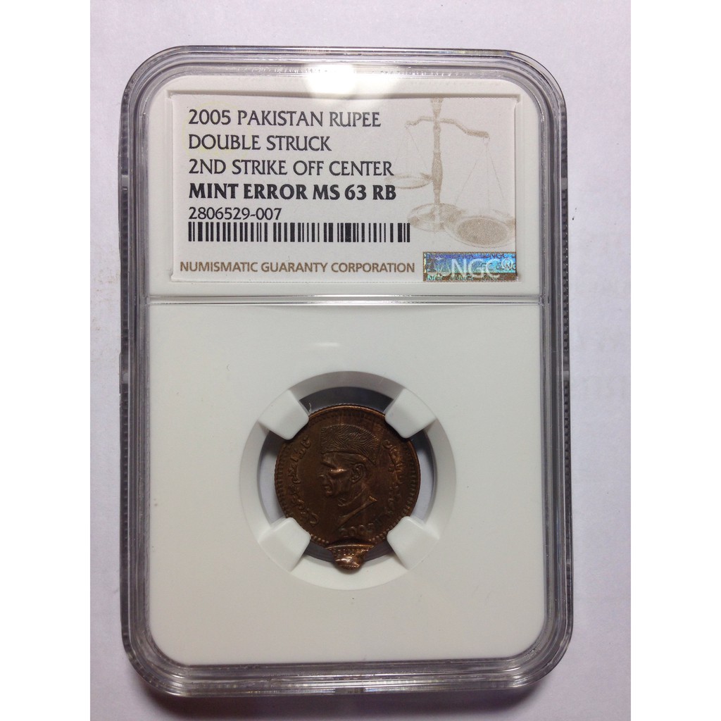 เหรียญทองแดง 2005 PAKISTAN 1 RUPEE NGC MS63RB Mint Error เหรียญเกรด เหรียญต่างประเทศ เหรียญสะสม เหรี
