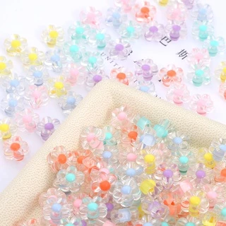 50ชิ้น Multicolor อะคริลิคลูกปัด Sunflowers Spacer สําหรับสร้อยคอมือสร้อยข้อมือและเครื่องประดับ DIY Handmade อุปกรณ์เสริม
