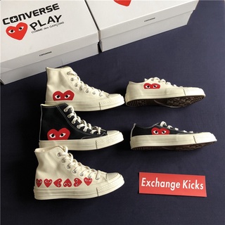 สีใหมพร้อมสต็อก ขายดี CDG X Converse 1970s Play Love Joint Casual Men s Shoes High Tops Couple Ori 100% 0riginal Canvas