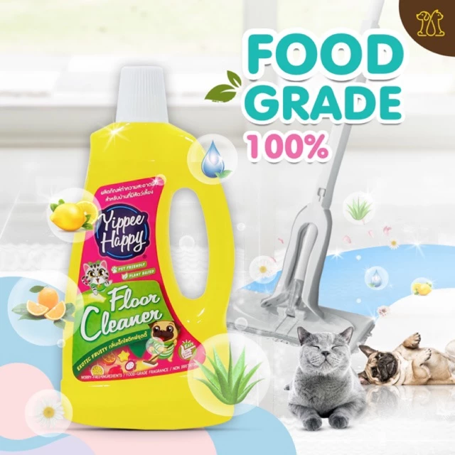 Yippee Happy น้ำยาถูพื้นสำหรับสัตว์เลี้ยง ทำความสะอาด สำหรับสัตว์เลี้ยงแพ้ง่าย 850ml.[YP01]