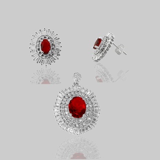 SILVER THAI Red penden and earring set ต่างหูและจี้เป็นเช็นสีแดงใส่ออกงานก็สวยใส่เล่นไฟดีให้เป็นของขวัญก็ดีคะ