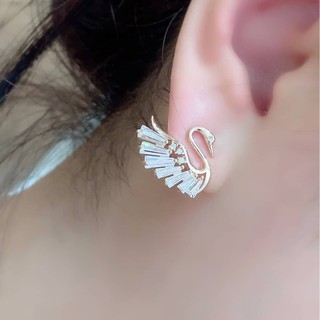 Swan Earring by Swarovski ต่างหูหงษ์งานชวารอฟสกี้สวยมากๆคะ งานเพชร CZ แท้ งานสวยมากกกก