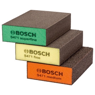 ฟองน้ำขัดถู กระดาษทรายฟองน้ำ Bosch รุ่น Flat &amp; Edge (แพ็ค 3 ชิ้น) - Abrasive Sponge Set - Blue (3-Piece) - 2608621253