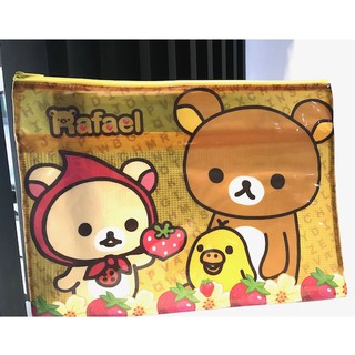 RILAKKUMA  RAFAEL เก็บเอกสาร กระเป๋าเอกสาร ซองเอกสาร ลาย  รีลัคคูมะ งานตาข่าย 2 ซิป  2 ช่อง ขนาด 35x25 cm สีสดใส BY MNN