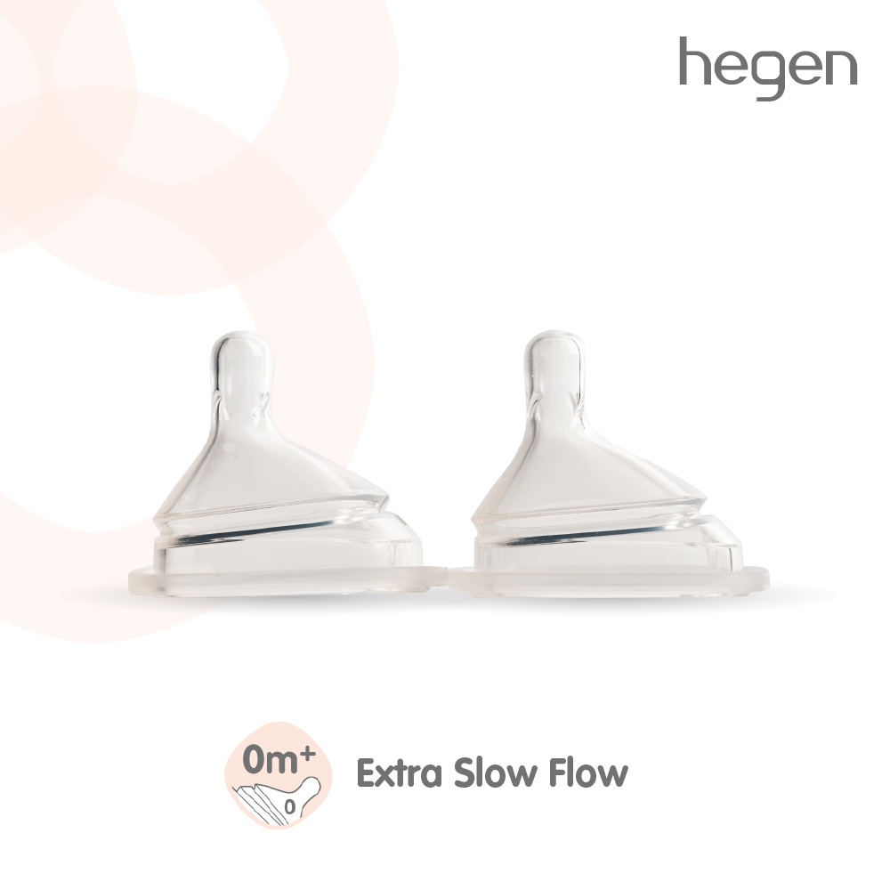 Hegen จุกนม #0 Extra Slow Flow น้ำนมไหลช้าพิเศษ [แพ็ค 2 ชิ้น] เหมาะสำหรับวัย 0 ถึง 1 เดือน+
