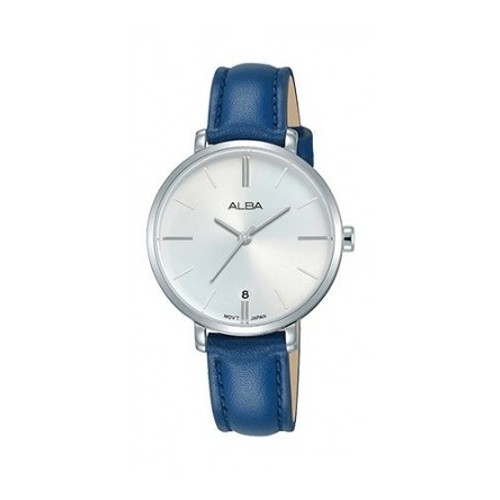 ALBAนาฬิกาข้อมือผู้หญิง สายหนัง สีน้ำเงิน รุ่น AG8J67X,AG8J67X1