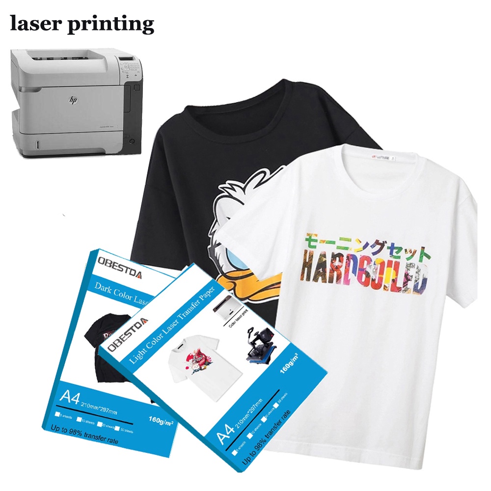 A4 Need Cut Design เครื่องพิมพ์เลเซอร์สีอ่อนสีเข้ม กระดาษถ่ายเทความร้อน ผ้าเสื้อยืดผ้าฝ้ายแท้