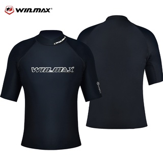 Winmax เสื้อดําน้ํา แขนสั้น เล่นเซิร์ฟ เสื้อไลคร่า แรชการ์ด สําหรับเด็กผู้ชาย