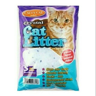 Catty Cat litter Crystal ทรายแมวคริสตัสผสมเม็ดบีทสีฟ้า  5 ลิตร