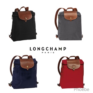 Longchamp กระเป๋าเป้สะพายหลังผู้หญิงกระเป๋านักเรียนไนลอนกันน้ำแบบสบายๆ