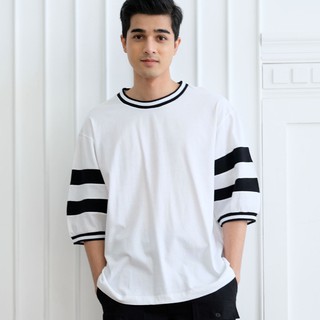 DUO MONOTONE // เสื้อยืดทรง OVERSIZED ตัดต่อแขน