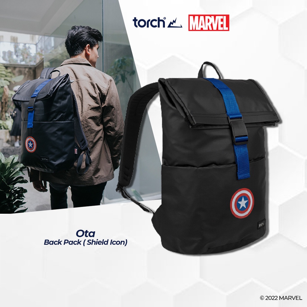 MARVEL Captain America 1 Shield Icon Torch Ota DP 19+2 L สีดํา