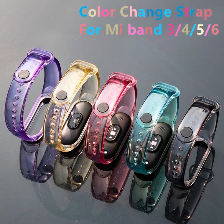 สายนาฬิกาข้อมือ เปลี่ยนสีตามแสง สําหรับ Xiaomi Mi Band 3/4/5/6/7