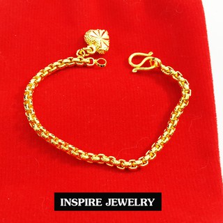 Inspire Jewelry ,สร้อยข้อมือเด็กลายบล็อค ยาว 12cm. พร้อมถุงกำมะหยี่สวยหรู