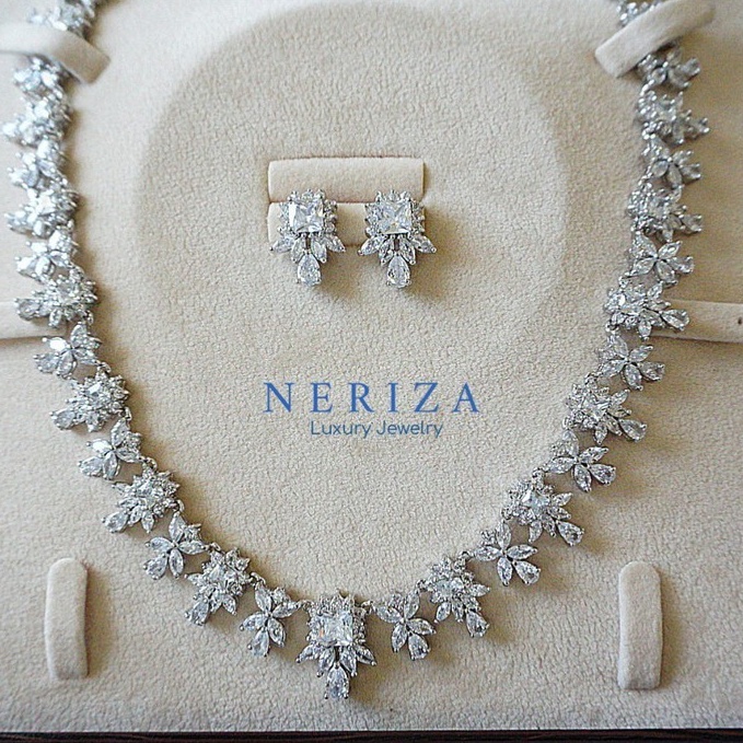 Neriza Jewelry/ชุดเครื่องประดับเจ้าสาวเพชรสังเคราะห์ประกายไฟเทียบเท่าเพชรแท้ จัดส่งฟรีNSW074