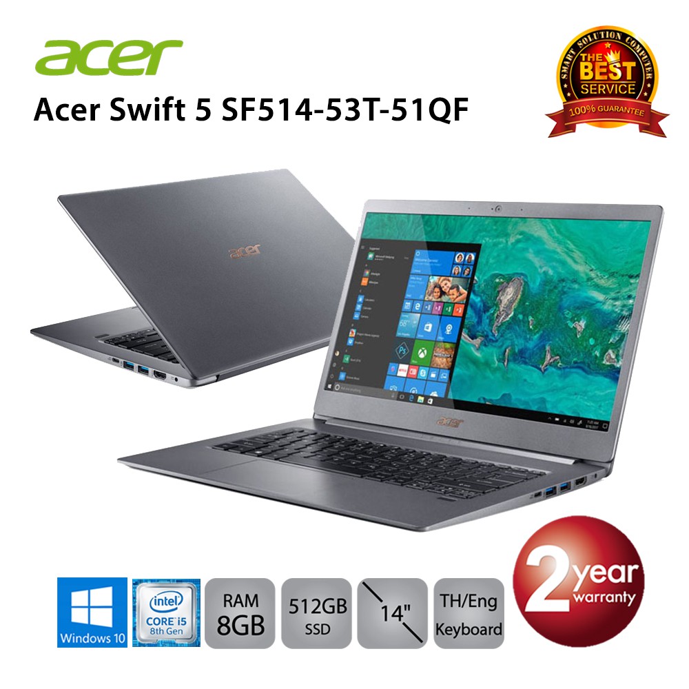 Acer Swift 5 SF514-53T-51QF (NX.H7KST.002) i5-8265U/8GB/256GB SSD/14.0/Win10 (Steel Gray)