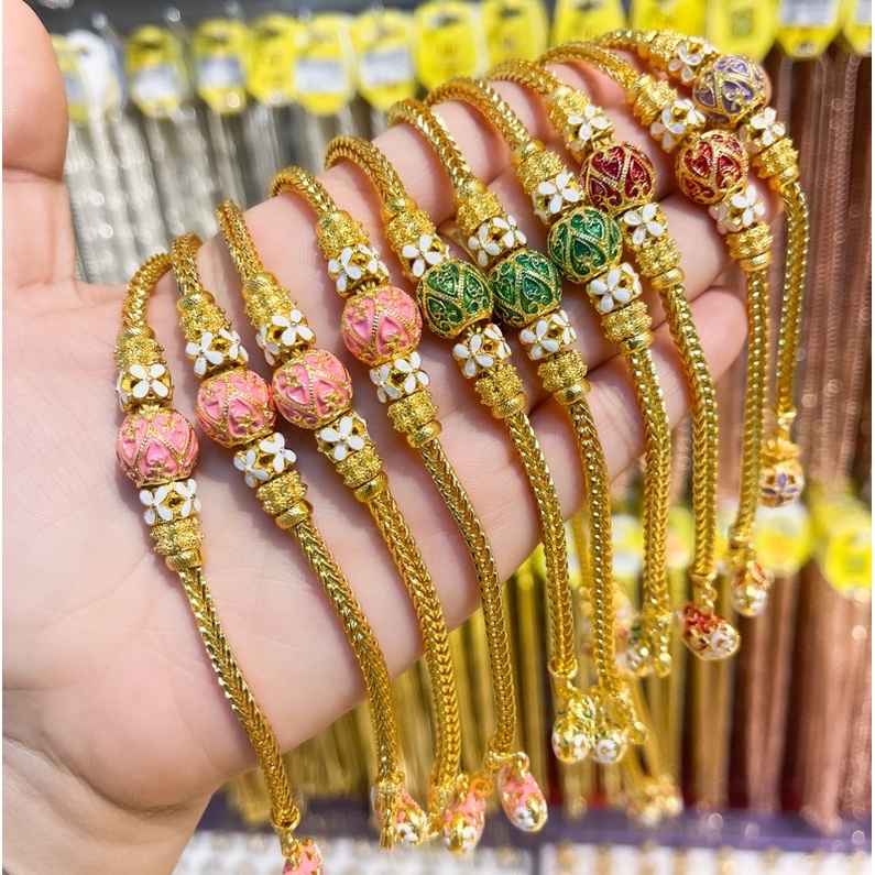 สร้อยข้อมือลงยา 2บาท งานสีลงยา สวย ไม่ลอก ไม่ดำ สินค้าถ่ายจากงานจริง