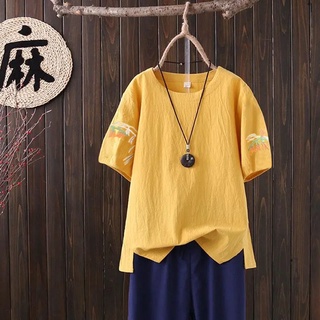 ใหม่ เสื้อยืดผ้าฝ้าย แขนกลาง ปักลาย พลัสไซซ์ แฟชั่นฤดูใบไม้ผลิ ฤดูร้อน สําหรับผู้หญิง 2021 ไซซ์ 4xl