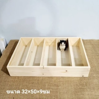 ชั้นวางของตู้วางโมเดลชั้นไม้ถาดไม้สนกั้นช่องวางสินค้า