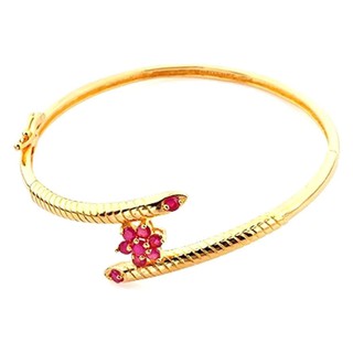 TANITTgems กำไลข้อมือประดับพลอยทับทิม รุ่น TNBG013 - Gold#403