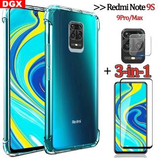 xiaomi redmi note 9S Redmi Note 8 Pro 3 - in - 1 เคสกระจกนิรภัยป้องกันการกระแทก+ถุงลมนิรภัยสําหรับโทรศัพท์มือถือ