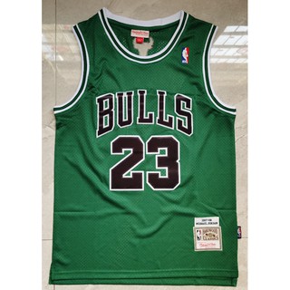 เสื้อกีฬาแขนกุด ลายทีม NBA Jersey Chicago Bulls JORDAN MN สีเขียว สไตล์คลาสสิก พลัสไซซ์ 2021