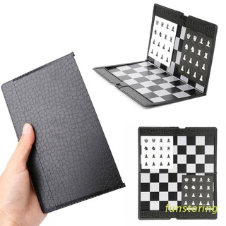 FUN Pocket Folding Magnetic International Chess Set Board Checkers Traveler Plane