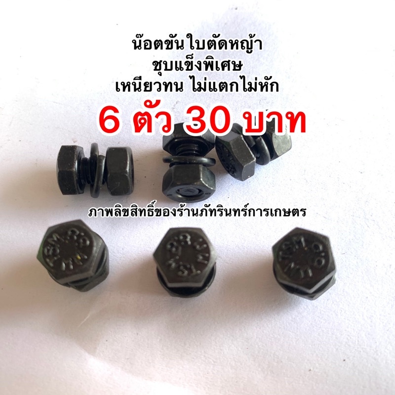 น็อตยึดใบตัดหญ้า ชุปแข็ง เหนียวทน ไม่แตกหัก 6 ชิ้น 30บาท ราคาถูก Shopee Lazada