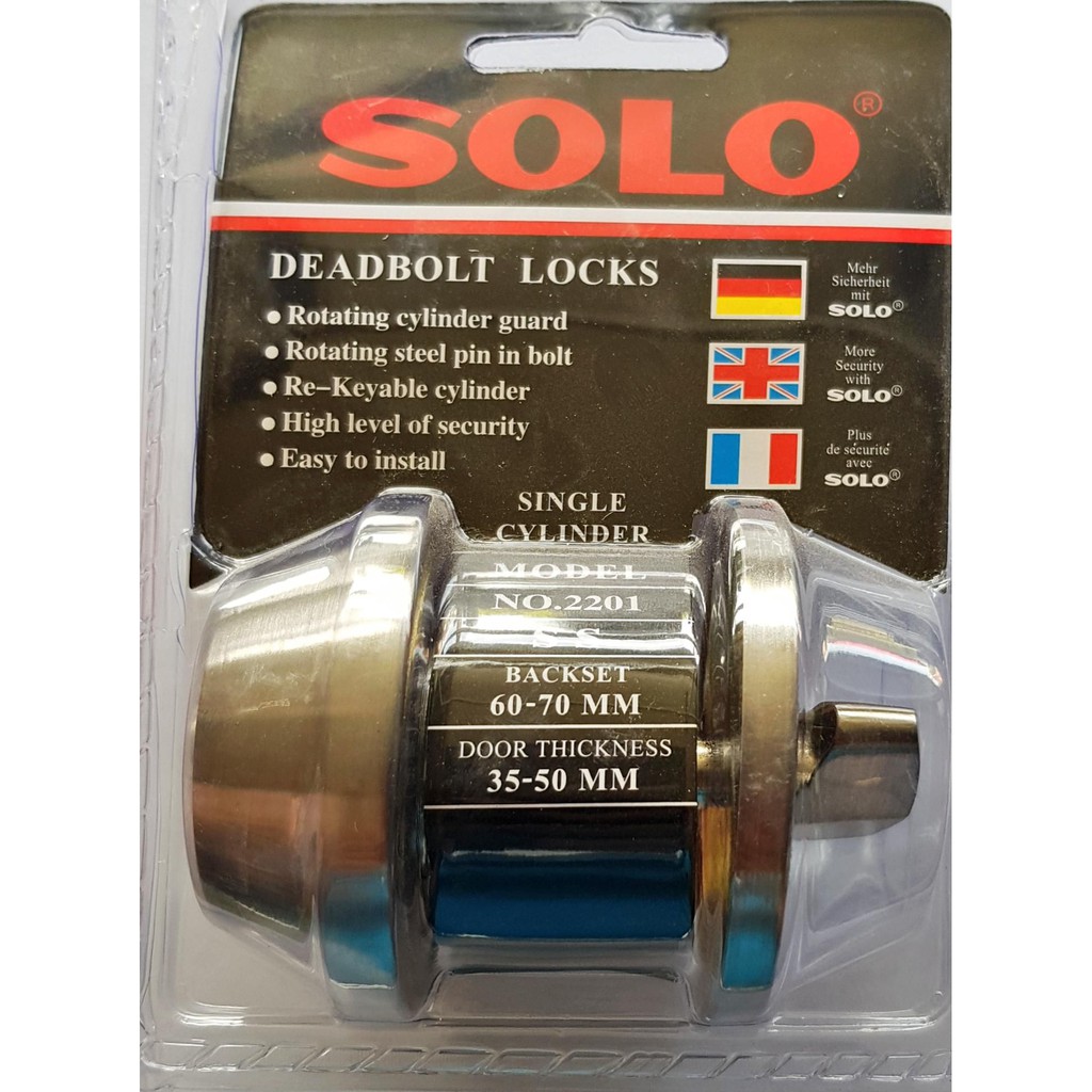 SOLO กุญแจลิ้นตาย สแตนเลสแท้ DEADBOLT SOLO NO.2201SS ของแท้ 100% ออกใบกับกับภาษีได้