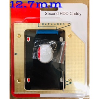 Second HDD Caddy 12.7mm SATA Second HDD SSD Hard Drive Caddy for Laptop CD / DVD-ROM Optical Bay สีทอง