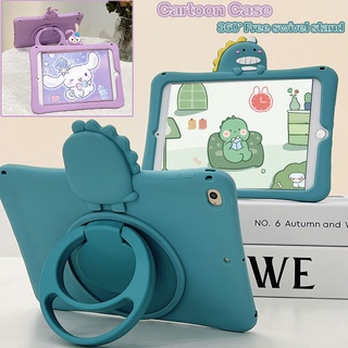 360° ขาตั้งหมุนฟรี สําหรับ iPad 10.2 2021 2020 Gen9 Gen8 Gen7 Gen6 10.9 2022 Pro 11 10.5 9.7 2018 2017 iPad10 iPad9 iPad5 iPad6 Air5 Air4 Air3 Air2 Mini6 Air Mini 1 2 3 4 5 6 เปลือก Cute Cartoon Bunny Dinosaur Soft TPU Case เคสซิลิโคน วงเล็บหมุน มีเชือกคล