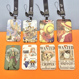 เคสซิลิโคน ลายการ์ตูนอนิเมะ One Piece Luffy พร้อมสายคล้อง และช่องใส่บัตรประจําตัว เครื่องเขียน