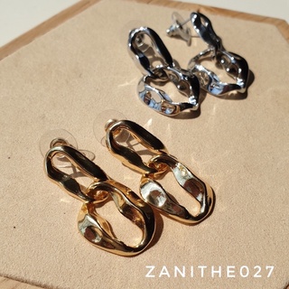 zanithe027 ต่างหูห่วง2ชั้น สีเงิน และสีทอง