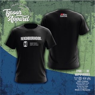 Neighborhood X ABU GARCIA เสื้อยืด ผ้าฝ้าย 100% พิมพ์ลาย Baju Cetak Premium