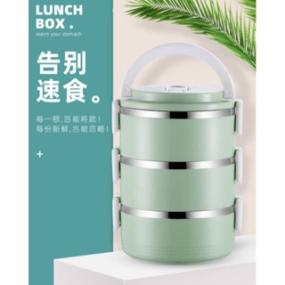 3tiered tiffin stainless steel ปิ่นโตสแตนเลส 3 ชั้นแบบพกพา