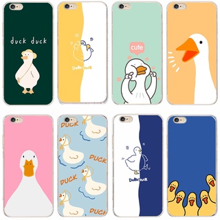 เคสซิลิโคนนิ่ม แบบใส กันกระแทก ลายการ์ตูนเป็ดน่ารัก สําหรับ iphone 4 4s 5 5s se 6 6s plus