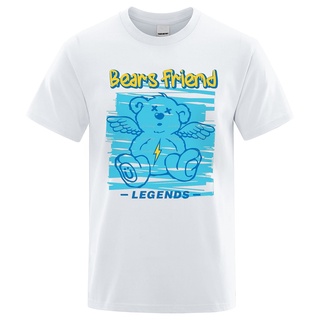 T-shirt  เสื้อยืดลําลอง ผ้าฝ้าย แขนสั้น คอกลม พิมพ์ลาย Blue Bears Friend Legends Kawaii แฟชั่นฤดูร้อน สไตล์ฮิปฮอป สําหรั