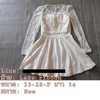 👗เดรสสั้น Lady ribbon👗มือ 1