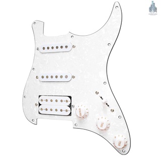 [In Stock] Ssh Loaded Prewired Pickguard Humbucker Pickguard สําหรับกีต้าร์ไฟฟ้า St สีขาวมุก 3ชั้น