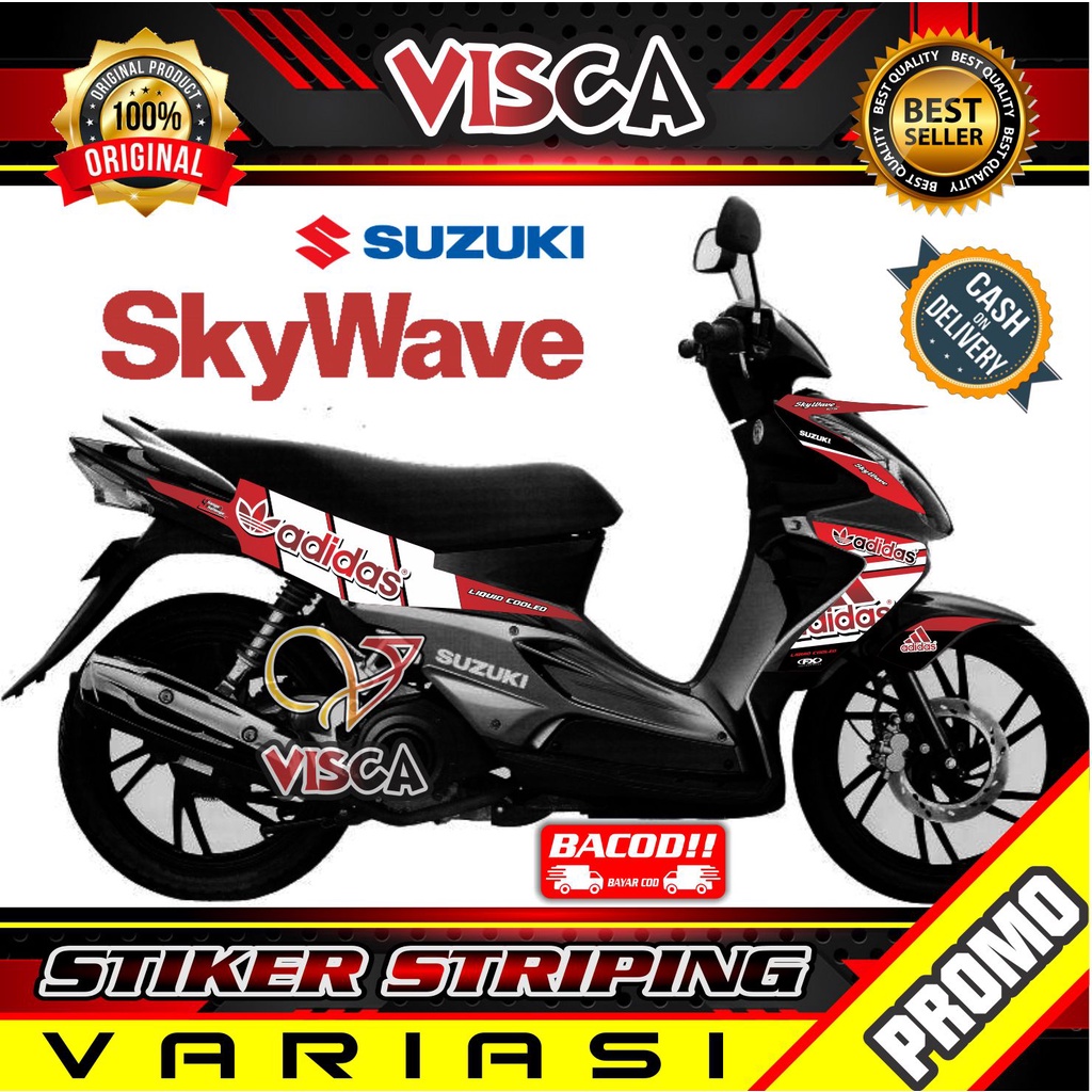 Skywave Striping - สติ๊กเกอร์แถบ Suzuki Skywave - Skywave Hologram Striping - Adidas
