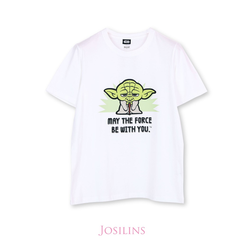 Josilins ชุดนอน ลิขสิทธิ์ Star Wars ผู้ชาย เสื้อคอกลม คอลเลคชั่นลาย Yoda ผ้ายืด สีขาว