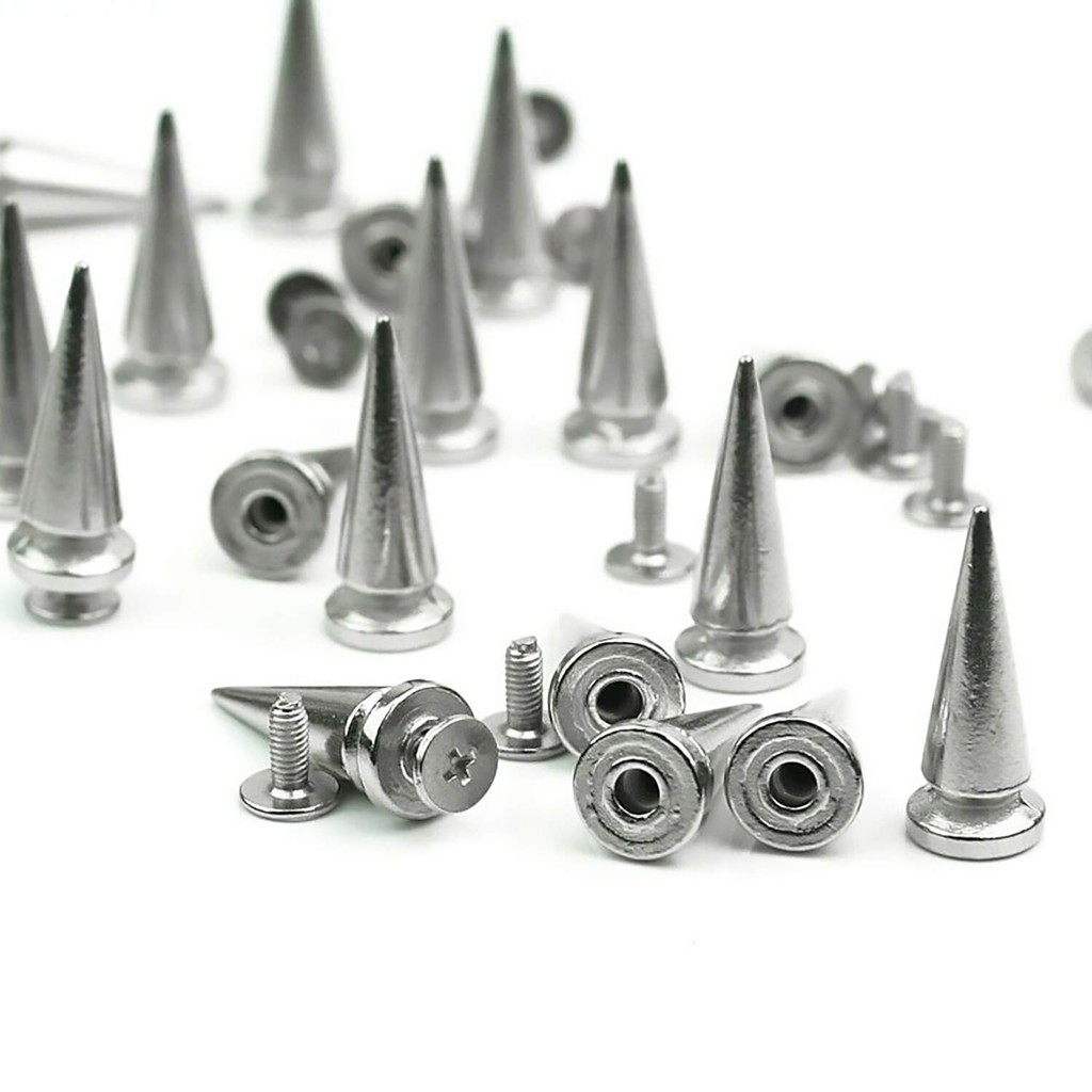 10 pieces หมุดกรวยพร้อมสกรู สีเงิน DIY 10x26 มม.x7 มม.