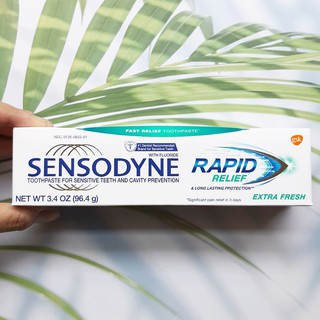 ยาสีฟันเซ็นโซดายน์ Rapid Relief Toothpaste with Fluoride, Extra Fresh 96.4g (Sensodyne®) ลดเสียวฟัน