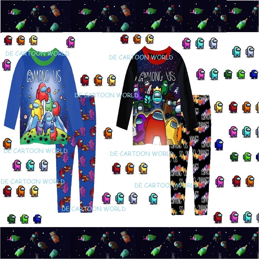 AMONG US CARTOON LONG SLEEVE PANT BOY COTTON PYJAMAS SETWEAR