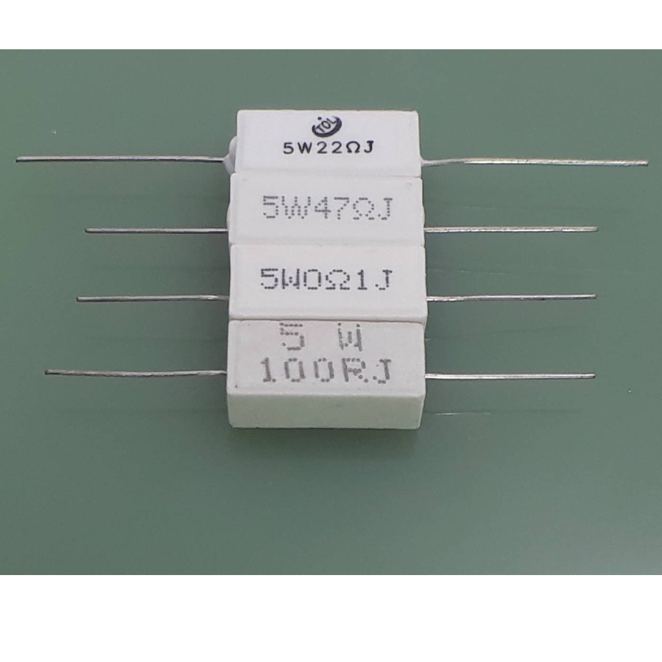 1Pcs อาร์ R 5W  ตัวต้านทานซีเมนต์ , รีซิสเตอร์ซีเมนต์ , Resister 0.1R,22 R,47R,100R, 5w 5%ราคาตัวละ4