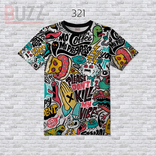 [S-4XL] เสื้อยืดแฟชั่น พิมพ์ลาย หน้า-หลัง ใส่ได้ทั้ง ชาย หญิง สาวอวบ อ้วน บิ๊กไซส์ BUZZ-321