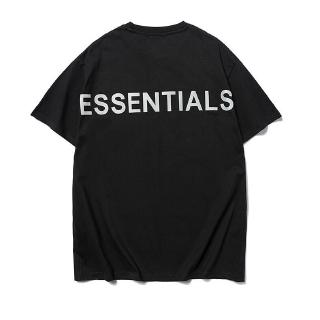 Essentials ใหม่ผู้ชายหลวมสะท้อนแสงพิมพ์ผ้าฝ้ายแขนสั้นเสื้อยืด