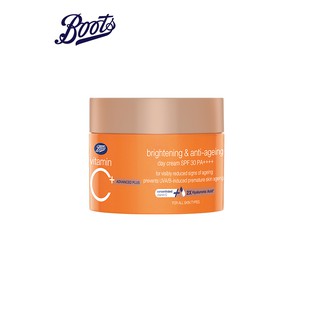 BOOTS VITAMIN C บู๊ทส์ วิตามิน ซี แอดวานซ์ พลัส ไบร์ทเทนนิ่ง แอนด์ แอนตี้-เอจจิ้ง เดย์ ครีม เอสพีเอฟ30 พีเอ++++ 50มล