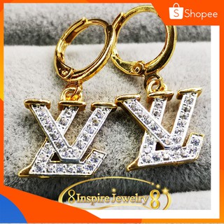 INSPIRE JEWELRY ต่างหูห่วง ตัวเรือนฝังเพชร size 1x1.5cm.งานแฟชั่นอินเทรน คุณภาพเกรดพรีเมี่ยมงาน Design จิวเวลลี่หรู